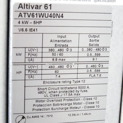 Schneider Electric Frequenzumrichter Altivar61 ATV61WU40N4 4kW