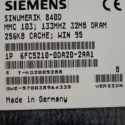 Siemens Sinumerik 840D MMC103 6FC5210-0DA20-2AA1 6FC5203-0AB10-0AA1