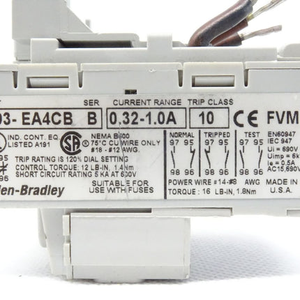 Allen Bradley 193-EA4CB Überlastrelais Ser.B 0,32-1,0A