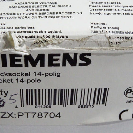 Siemens Stecksockel 14-polig PT78704 / Inhalt:5 Stück / Neu OVP