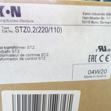 Eaton Trafo STZ0,2(220/110) / Neu OVP