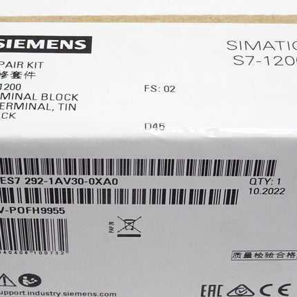 Siemens S7-1200 Klemmenblock 6ES7292-1AV30-0XA0 6ES7 292-1AV30-0XA0 Neu OVP versiegelt