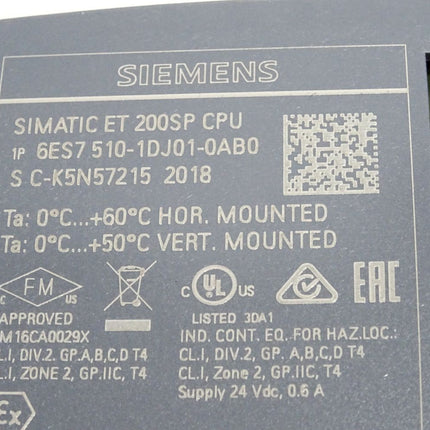 Siemens ET200SP CPU1510SP-1 PN 6ES7510-1DJ01-0AB0 6ES7 510-1DJ01-0AB0 / Unbenutzt