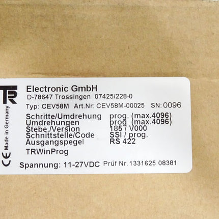 TR Electronic Drehgeber CEV58M CEV58M-00025 / Neuwertig OVP