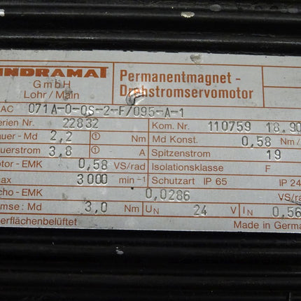 Indramat MAC071A-0-0S-2-F/095-A-1 Servomotor Motor Drehstrommotor