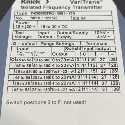 Knick VariTrans P42000D2FRQ-0001-KTA insolierter Frequenz Transmitter 1945465 NEU-OVP