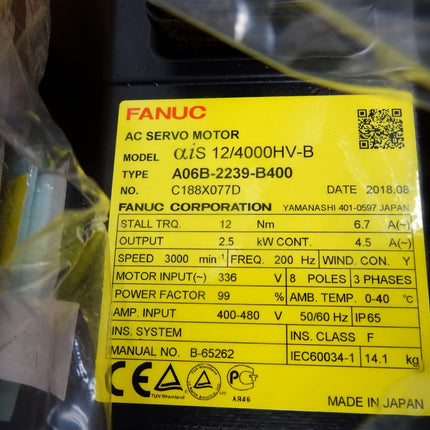 Fanuc Servomotor AiS12/4000HV-B A06B-2239-B400 3000min-1 / Neu