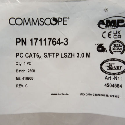 Commscope AMP Net Connect 1711764-3 4504584 Patchkabel CAT6A / Neu OVP