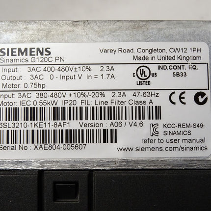 Siemens Sinamics G120C 6SL3210-1KE11-8AF1 0.55kW