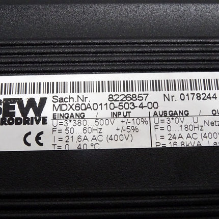 SEW Eurodrive Umrichter Movidrive 11kW MDS60A0110-5A3-4-0T MDS60A-00 08227020 MDX60A0110-503-4-00 08226857 + MDS + DIP