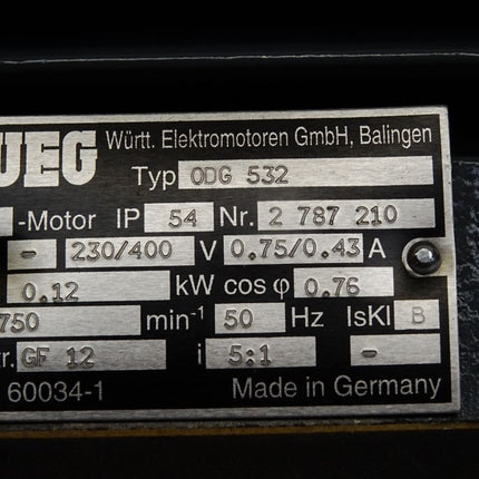 WEG 0DG532 ODG532 D-Motor Drehstrom-Getriebemotor GF12 2750min-1 i 5:1 0.12kW / Neu