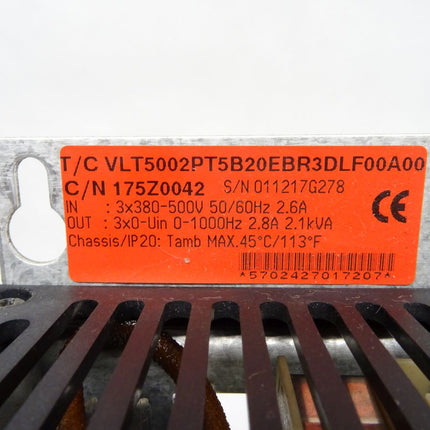 Danfoss VLT5000 175Z0042 Frequenzumrichter 2,1kVA VLT5002PT5B20EBR3DLF00A0