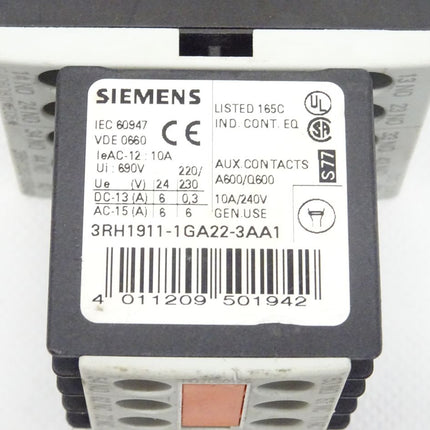 Siemens 3RH1911-1GA22-3AA1 Hilfsschütz 3RH1 911-1GA2 2-3AA1