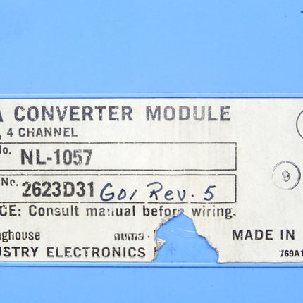 Numa Logic Westinghouse D/A convert NL-1057 8 bit 4 channel