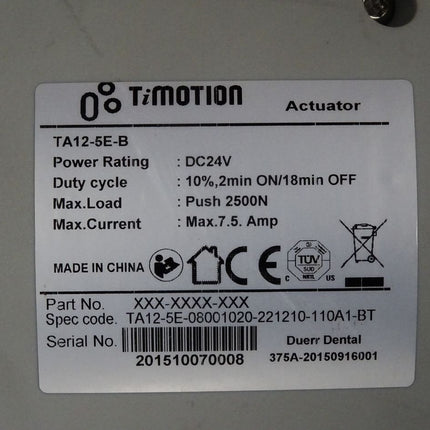 Timotion Actuator TA12-5E-B TA12-5E-08001020-221210-110A1-BT