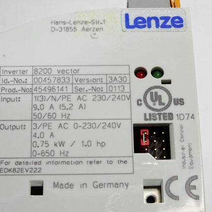 Lenze 8200 vector 00457833 E82EV751_2C