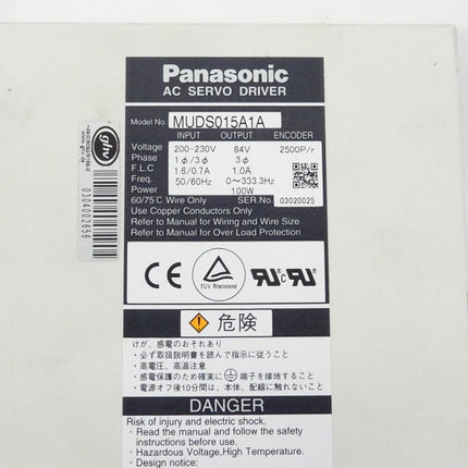 Panasonic MUDS015A1A Servoantrieb Servo Drive