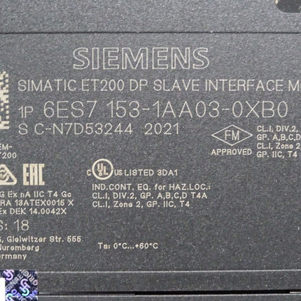 Siemens ET200 DP Slave Interface IM153-1 6ES7153-1AA03-0XB0 6ES7 153-1AA03-0XB0 FS:18 / Neu OVP - Maranos.de