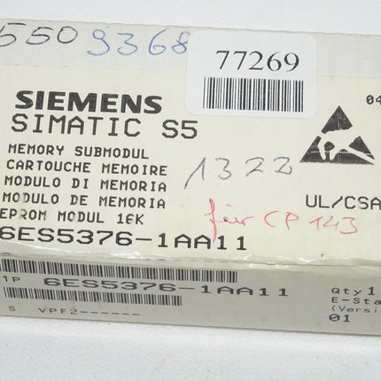 Siemens SIMATIC S5 6ES5376-1AA11 Memory Submodul  6ES5 376-1AA11 / Neu-OVP-versiegelt