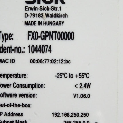 Sick 1044074 FX0-GPNT00000 Flexi Soft Sicherheitssteuerung