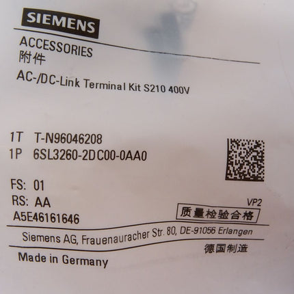 Siemens 6SL3260-2DC00-0AA0 Sinamics S210 Steckersatz / Neu OVP