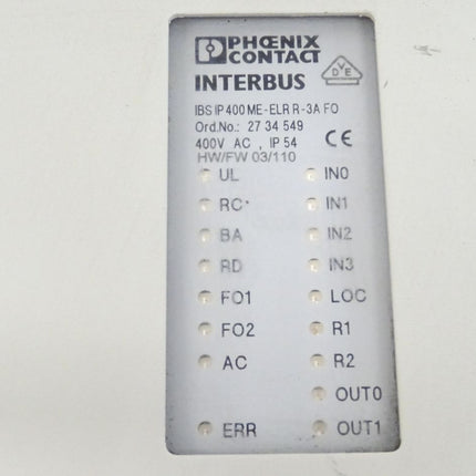 Phoenix Contact INTERBUS 2734549 IBS IP 400 ME-ELR R-3A FO 27 34 549 400V AC