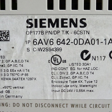 Siemens Panel OP177B 6" 6AV6642-0DA01-1AX0 6AV6 642-0DA01-1AX0 - Maranos.de