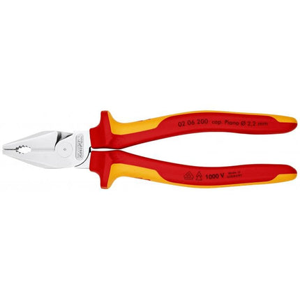 Knipex 02 06 200 Kraft-Kombizange VDE 200mm 0206200 mit Mehrkomponenten-Hüllen