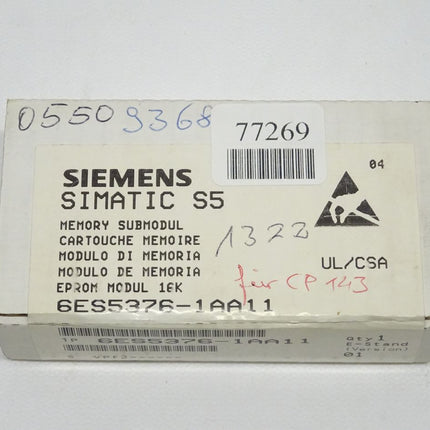 Siemens SIMATIC S5 6ES5376-1AA11 Memory Submodul  6ES5 376-1AA11 / Neu-OVP-versiegelt