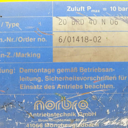 Norbro Stellenantrieb 20-RDA40 1SD1N0-B V A22960  20BRD40N06