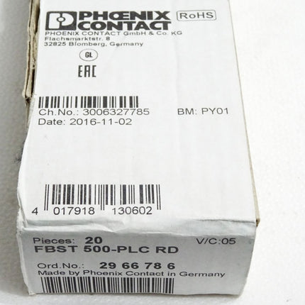 Phoenix Contact 2966786 FBST 500-PLC RD 20 Endlossteckbrücke /Neu OVP versiegelt