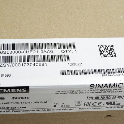 Siemens Sinamics 6SL30000-0HE21-0AA0 Basic Line Filter / Neu OVP versiegelt