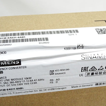 Siemens Sinamics Smart Line Module 10kW 6SL3130-6AE21-0AB1 / Neu OVP versiegelt