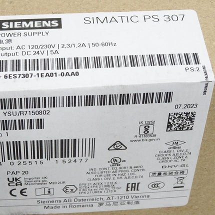 Siemens PS307 6ES7307-1EA01-0AA0 6ES7 307-1EA01-0AA0 / Neu OVP versiegelt