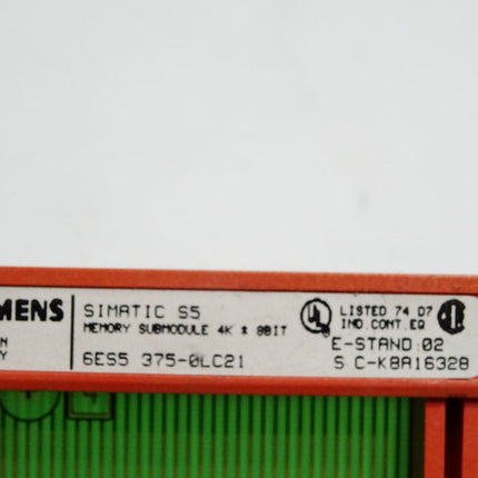 Siemens S5 Memory Submodule 6ES5375-0LC21 6ES5 375-0LC21