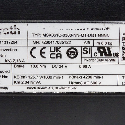 Rexroth Servomotor R911317264 MSK061C-0300-NN-M1-UG1-NNNN 4200min-1 / Erneuert