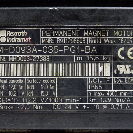 Rexroth Indramat Servomotor MHD093A-035-PG1-BA 4500min-1 R911298698