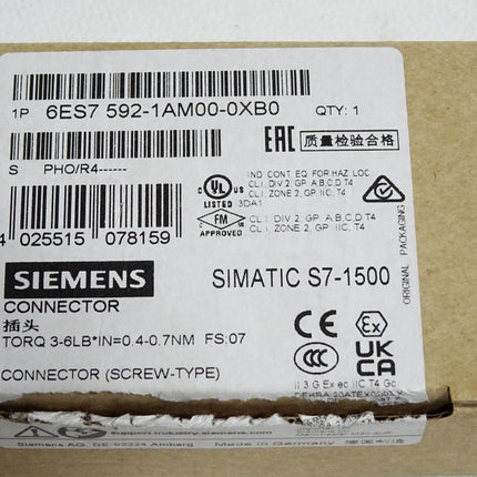 Siemens S7-1500 6ES7592-1AM00-0XB0 6ES7 592-1AM00-0XB0 / Neu OVP