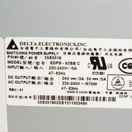 Delta Electronic Power Supply 35S3519 EDPS-92BB