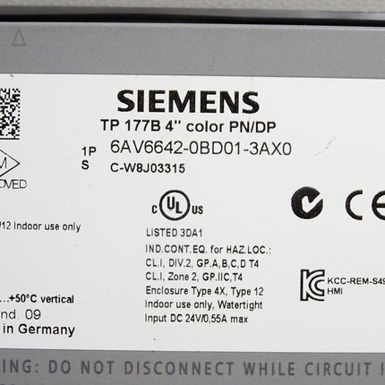 Siemens Panel TP177B 4" color 6AV6642-0BD01-3AX0 6AV6 642-0BD01-3AX0 Neuwertig