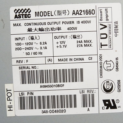 Astec AA21660 Power Supply 400W 348-0048020