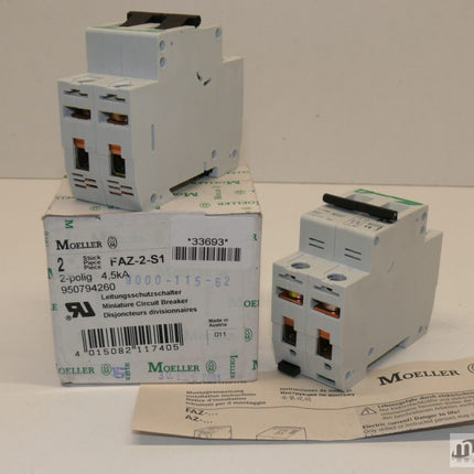 NEU 2 Stück Moeller FAZ-2-S1 Leitstungsschutzschalter 950794260