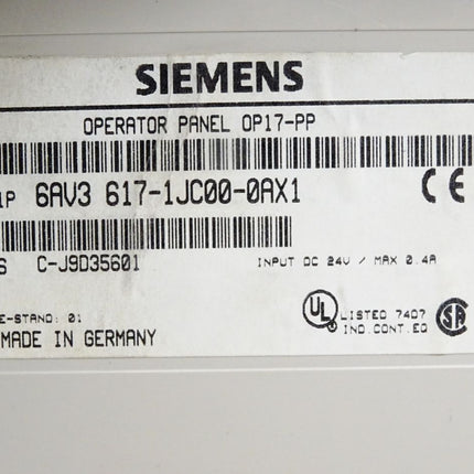 Siemens Backcover Rückschale Panel OP17-PP 6AV3617-1JC00-0AX1 6AV3 617-1JC00-0AX1