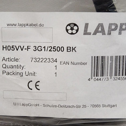 Lapp Kabel H05VV-F 3G1/2500 BK 73222334