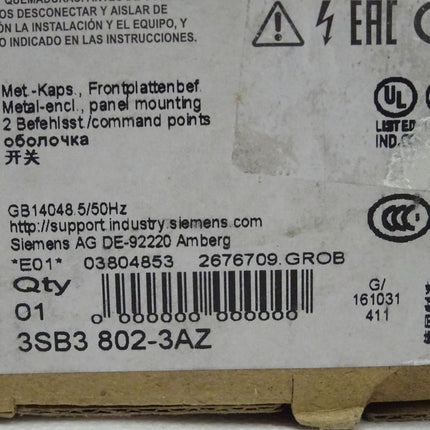 Siemens 3SB3 802-3AZ Drucktaster 3SB3802-3AZ Neu-OVP geöffnet