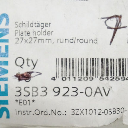 Siemens 3SB3923-0AV Schildträger 3SB3 923-0AV NEU-OVP