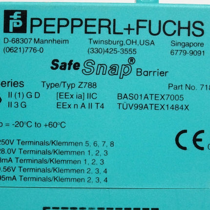 Pepperl+Fuchs Safe Snap barrier Z-Series Z788  71810 Zenerbarriere 071810