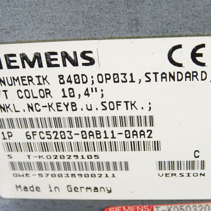 Siemens Sinumerik 840D PCI/ISA-Box 6FC5247-0AA02-1AA0 MMC103 6FC5210-0DA21-2AA1 OP031 6FC5203-0AB11-0AA2