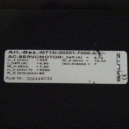 Bautz M713I-00201-7000 AC Servomotor 002499732 / 3480 Rpm