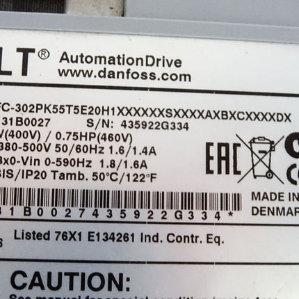 Danfoss VLT Automation Drive 131B0027 FC-302PK55T5E20H1 0.55kW